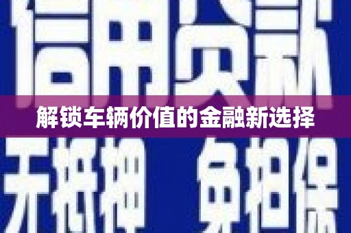 马关解锁车辆价值的金融新选择
