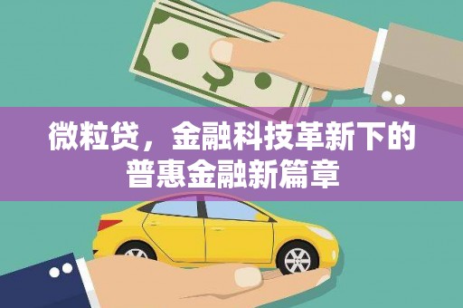 马关微粒贷，金融科技革新下的普惠金融新篇章