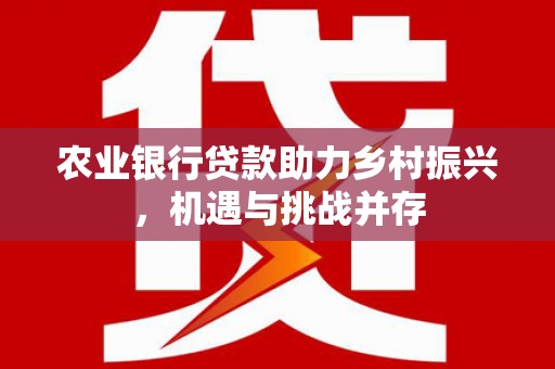 马关农业银行贷款助力乡村振兴，机遇与挑战并存