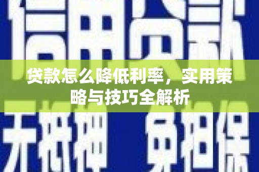 马关贷款怎么降低利率，实用策略与技巧全解析