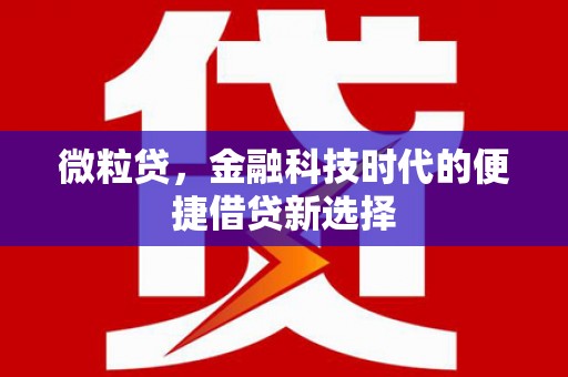 马关微粒贷，金融科技时代的便捷借贷新选择